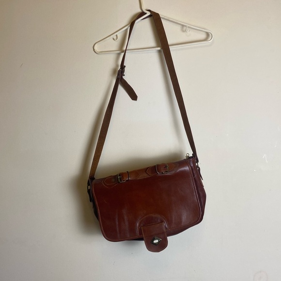 Tobacco brown unisex messenger bag - Picture 3 of 5